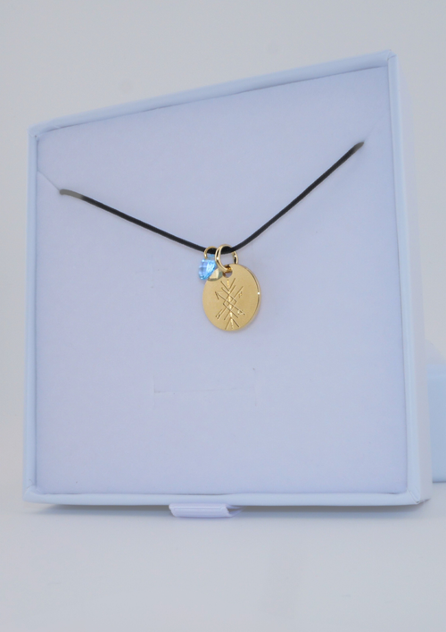 Collier plaqué or Charme Viking avec rune nordique gravée, bijou symbolique