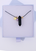 Collier pointe d’aura grande en obsidienne noire, pendentif protecteur