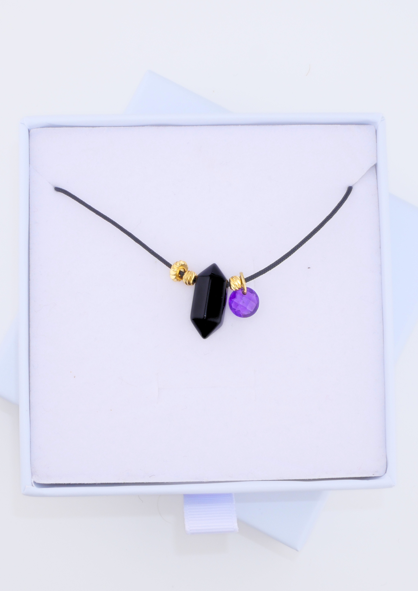 Collier pointe d’aura petite en obsidienne noire, bijou symbolique.