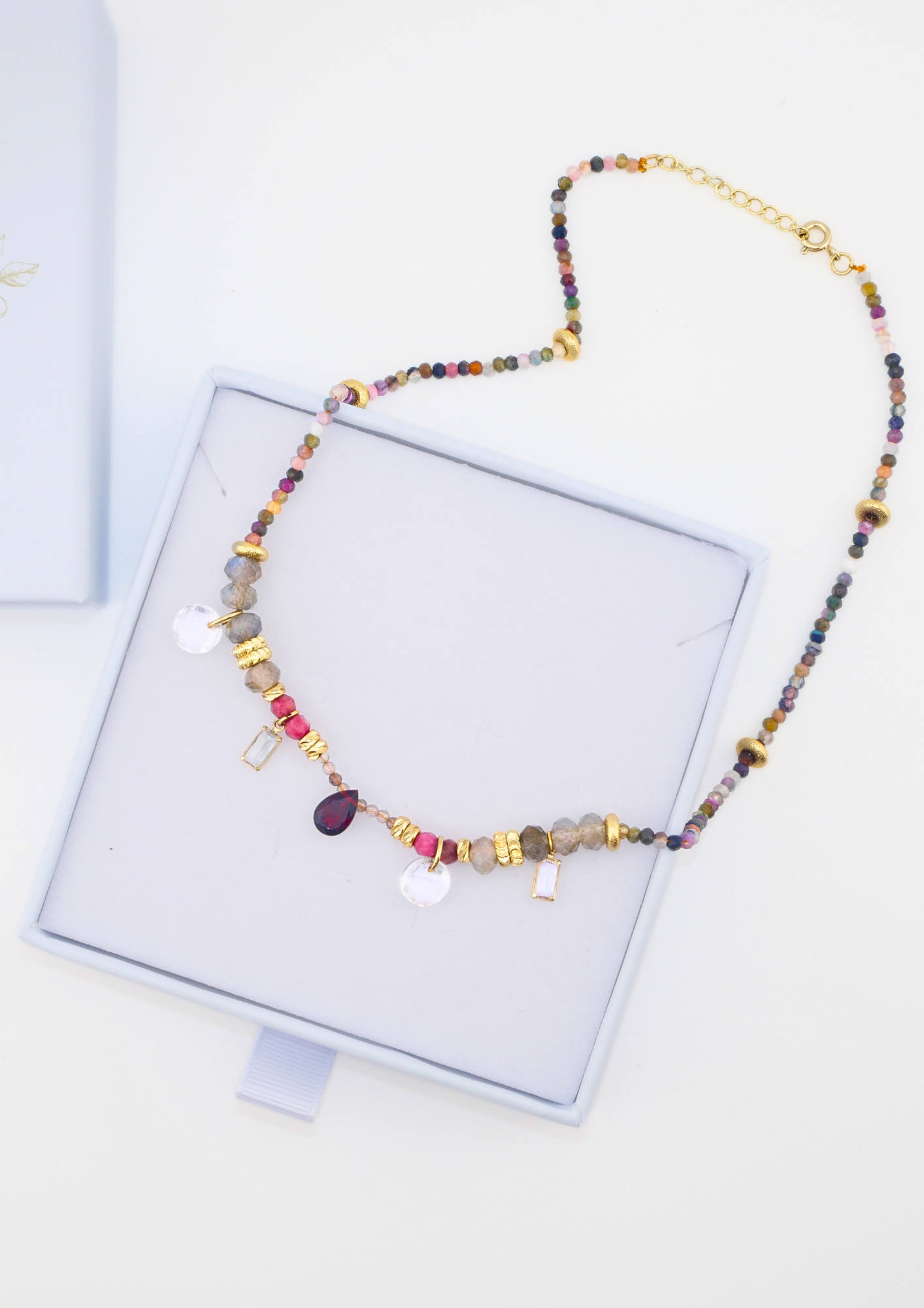 Collier Séléné d’Orient en pierres naturelles et tourmaline, bijou raffiné